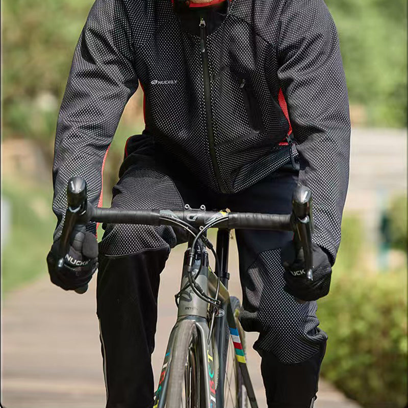 Mens Winter Windproof Cycling Clothing Set - Long Sleeve Jersey & Pants for Outdoor Sports