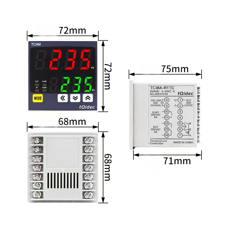 Intelligent Digital Temperature Controller 0~400℃ | SSR Output & Over-Temperature Alarm | Multi-Function Industrial Oven Equipment