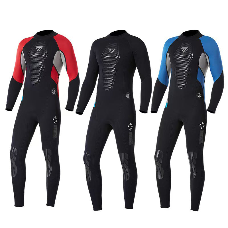 Mens 3mm Neoprene Full-Body Wetsuit with Back Zipper for Surfing, Swimming, Scuba, Snorkeling