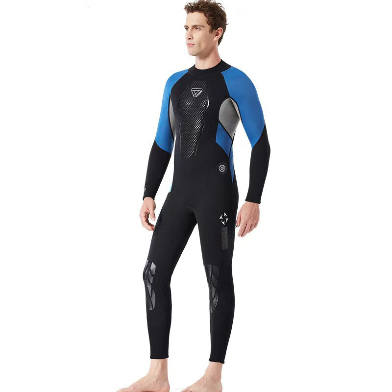 Mens 3mm Neoprene Full-Body Wetsuit with Back Zipper for Surfing, Swimming, Scuba, Snorkeling