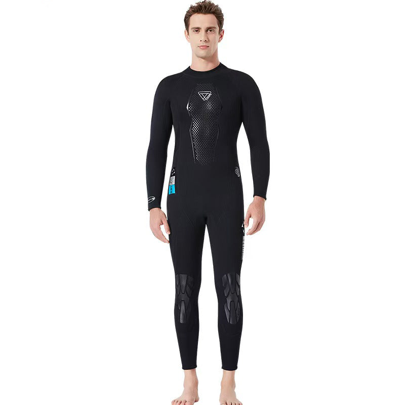 Mens 3mm Neoprene Full-Body Wetsuit with Back Zipper for Surfing, Swimming, Scuba, Snorkeling