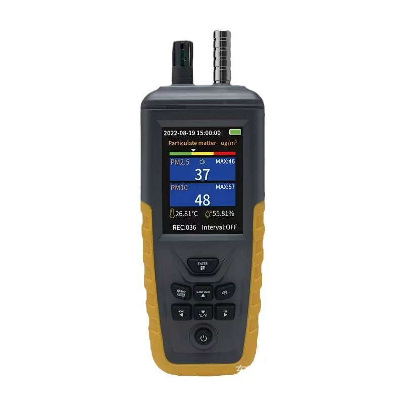 3-Channel Dust Particle Counter & Air Quality Tester: 0.3um/2.5um/10um PM2.5 PM10 Detector with 3.2 TFT Color Screen, Rechargeable, Temp & Humidity Monitor for Home, Office, Industrial Use