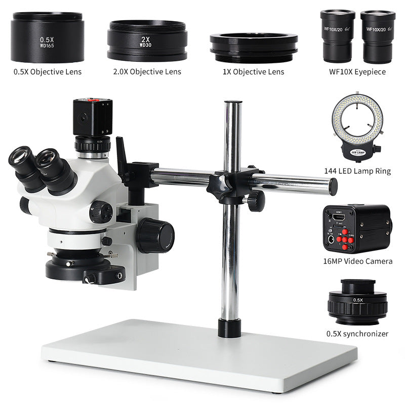 4K HDMI Video Camera Microscope, 24MP Simul-Focal, 3.5X–100X Stereo Trinocular Microscope with CTV Adapter & Barlow Lenses