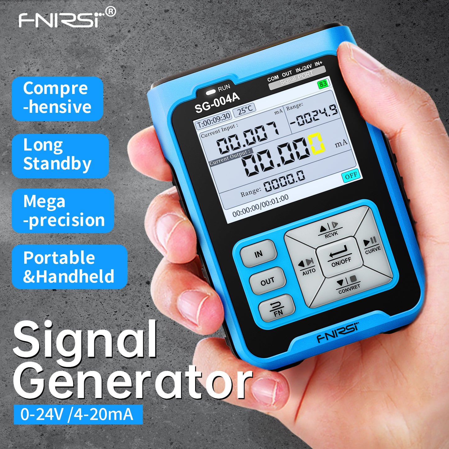 FNIRSI SG-004A Signal Generator & Process Calibrator: 0-24V, 4-20mA, Analog Voltage/Current, Thermocouple, Resistance