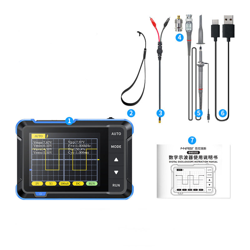 FNIRSI DSO152 2.5MSa/s Mini Handheld Digital Oscilloscope 200KHz Bandwidth with PWM Output