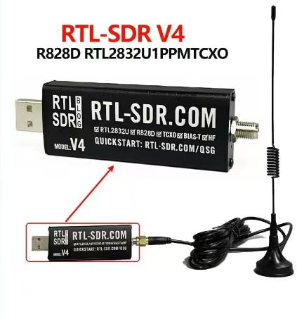 RTL-SDR Blog V4 Software Defined Radio with Dipole Antenna Kit – 500 kHz to 1.7 GHz