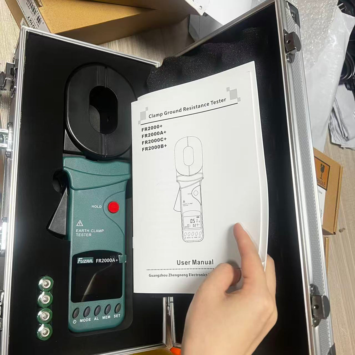 FR2000A+ Clamp Ground Resistance Tester, 0.01Ω-200Ω Range, Loop Resistance Tester with 300 Data Storage Sets