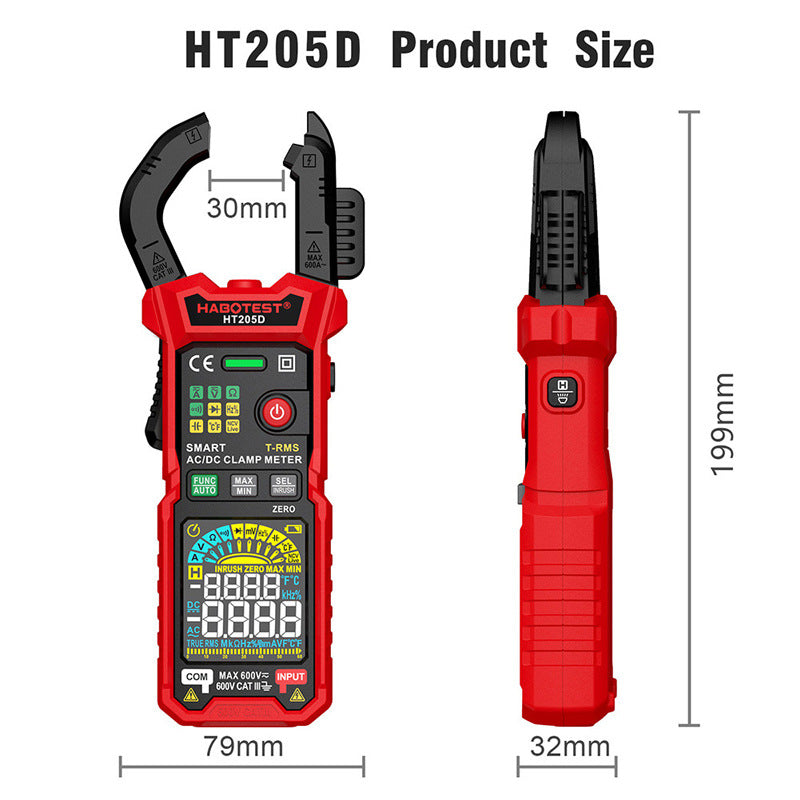 HABOTEST HT205D 600A Clamp Meter | True RMS | Auto Range | NCV | Inrush Current | Temperature Measurement