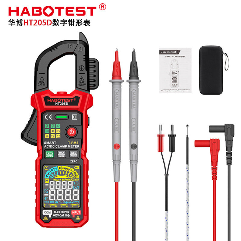 HABOTEST HT205D 600A Clamp Meter | True RMS | Auto Range | NCV | Inrush Current | Temperature Measurement
