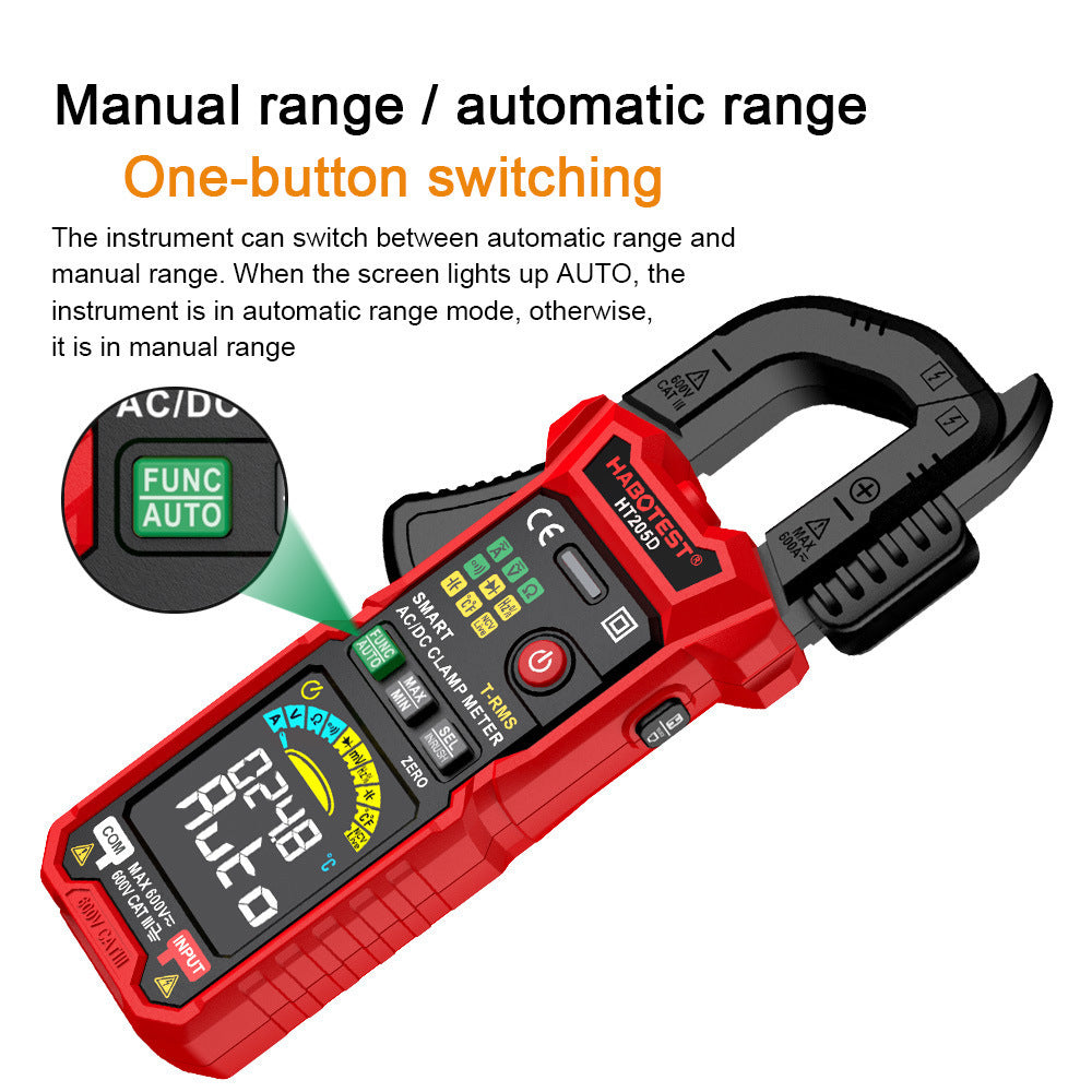 HABOTEST HT205D 600A Clamp Meter | True RMS | Auto Range | NCV | Inrush Current | Temperature Measurement