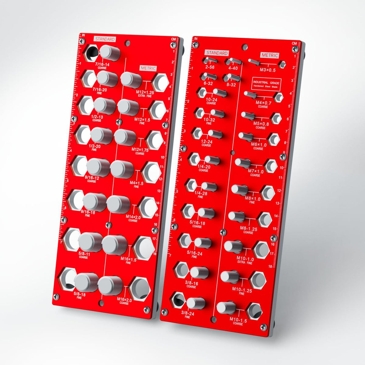 2-in-1 Nut & Bolt Thread Checker: Standard & Metric Gauge with Inch & Cm Ruler