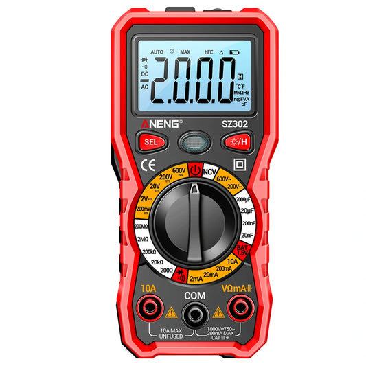 ANENG SZ302 Digital Multimeter - AC/DC Voltage & Current Tester, NCV Detector, Ohmmeter, Ammeter & Capacitance Meter