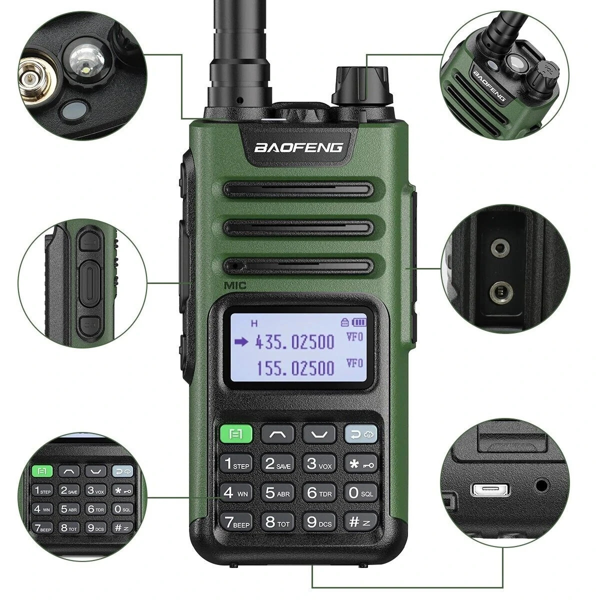 BaoFeng UV-13 PRO V2 Long Range Dual Band Two-Way Radio with Type-C Charger, 16KM Range