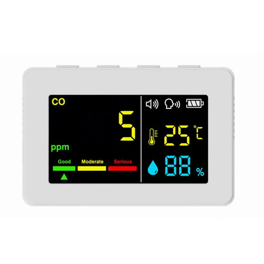 3-in-1 Portable Air Quality Meter: CO, Temperature & Humidity Tester with Color Screen, Voice Alarm & Battery Display