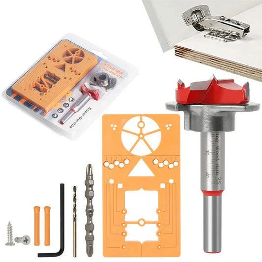 7PCS 35mm Hinge Jig Kit - Door & Cabinet Drilling Guide for Woodworking