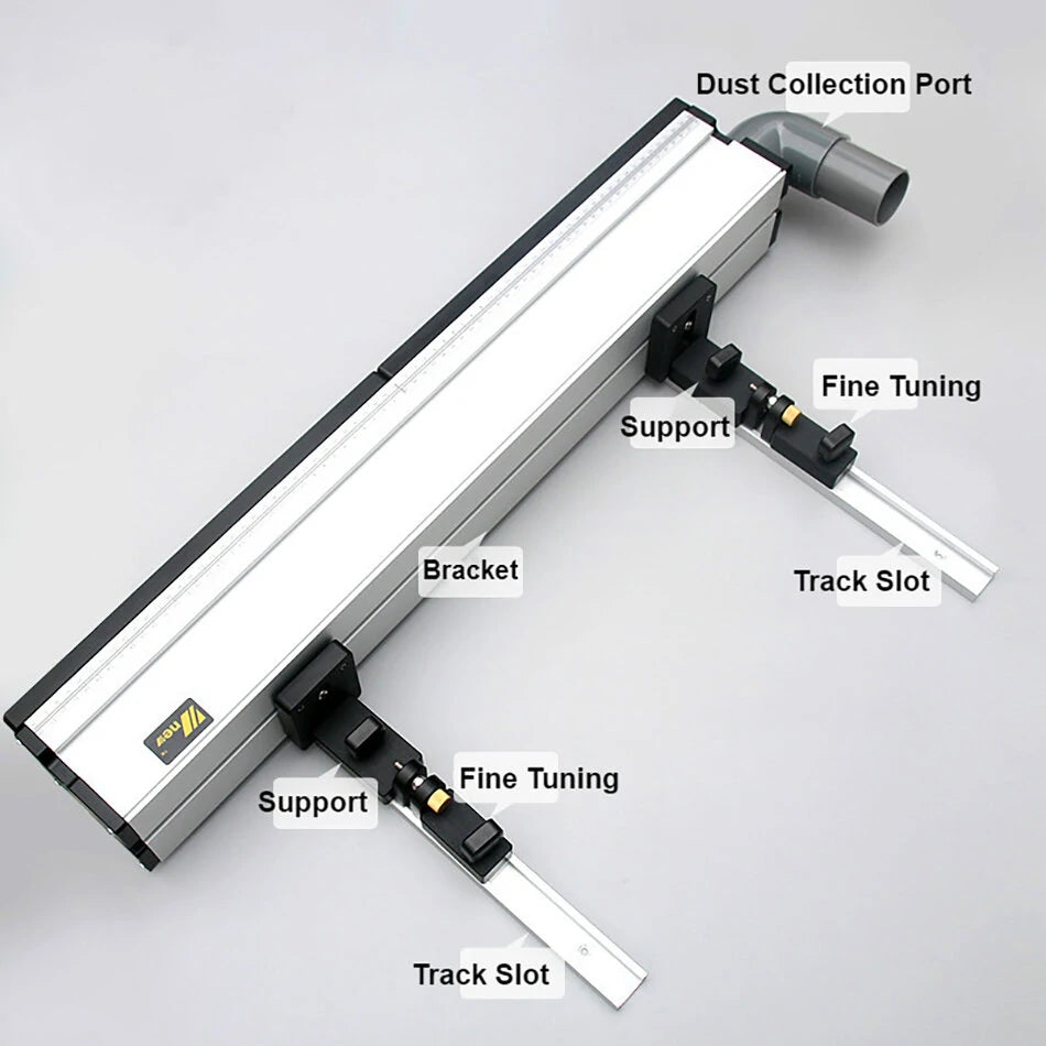 Aluminium Router Table Fence with Sliding Brackets for Woodworking & DIY Workbenches