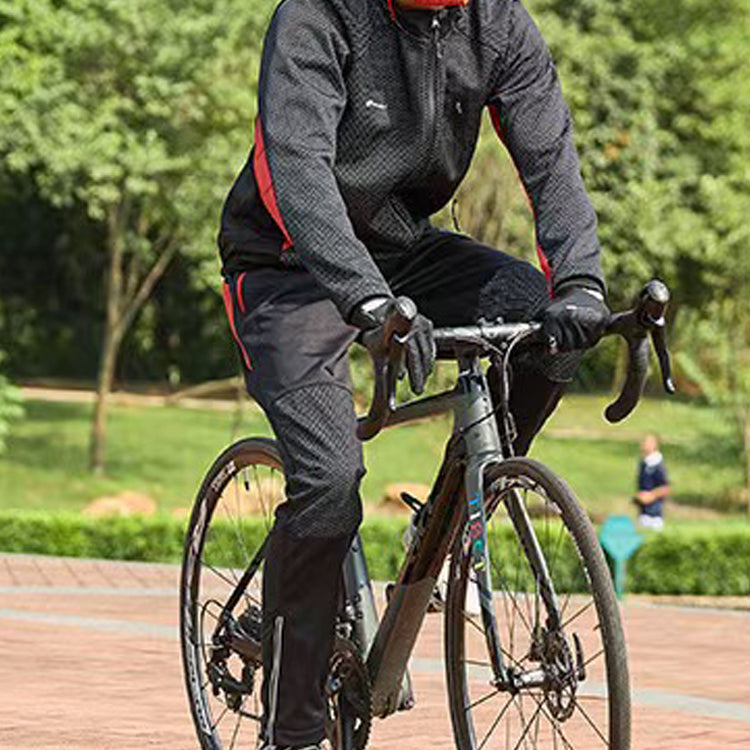 Mens Winter Windproof Cycling Clothing Set - Long Sleeve Jersey & Pants for Outdoor Sports