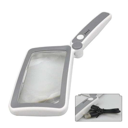 Rechargeable LED Illuminated 4X Handheld Magnifying Glass for Coins, Stamps, Jewelry