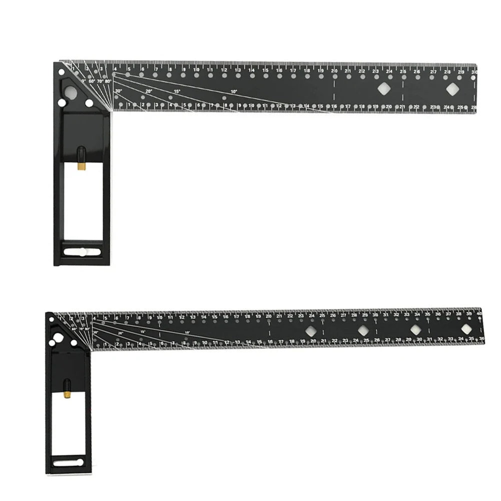 High Carbon Steel Right Angle Ruler with Aluminum Handle - 1.5mm Thickness, 300mm/400mm for Woodworking & Construction