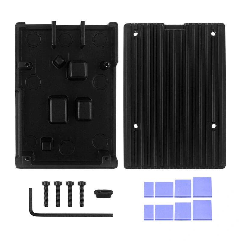 Aluminum Alloy Raspberry Pi 5 Passive Cooling Case with Heat Dissipation Stripes