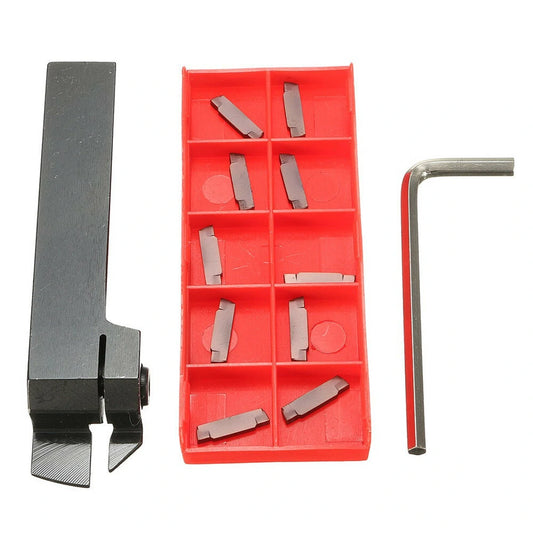 Drillpro MGEHR1616 Turning Tool Holder with 10 Carbide Inserts for Lathe - MGMN200