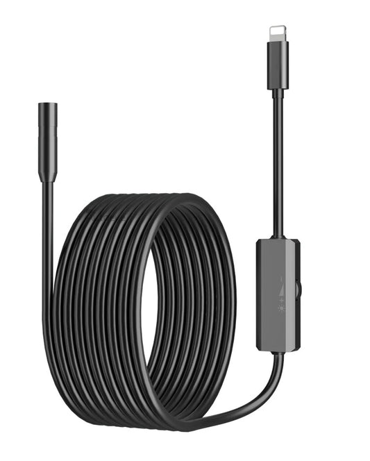 iOS Endoscope Camera 8mm for iPhone - Flexible, IP68 Waterproof, 8 LED Borescope