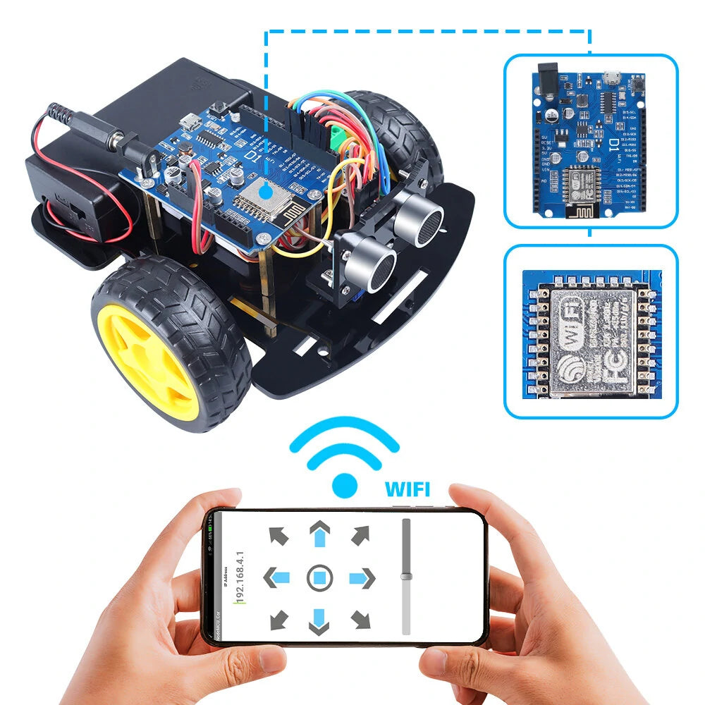 2WD Smart Robot Car Kit for Arduino: ESP8266 ESP12E D1 WiFi Board - Automation & Electronic Robotics Starter Kit