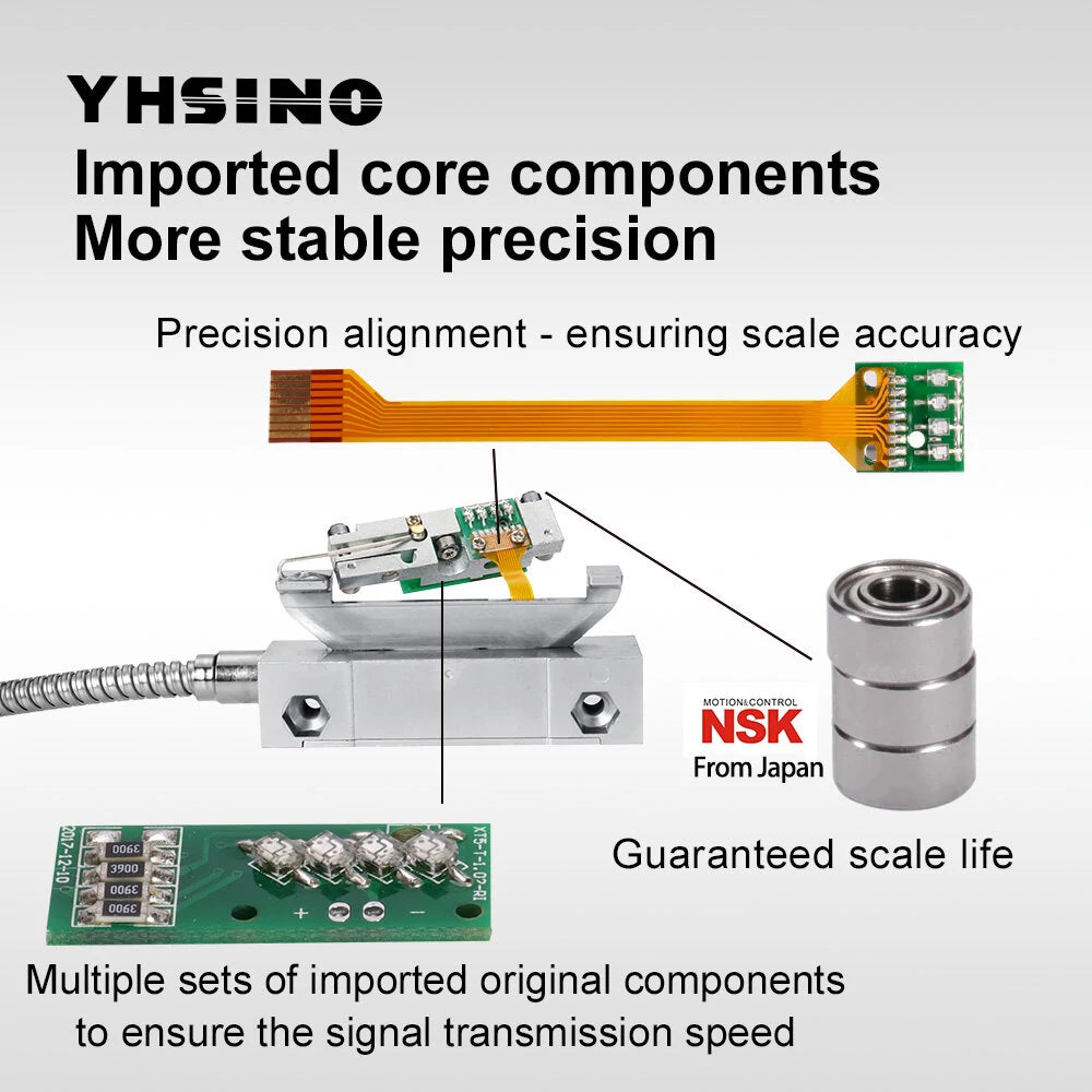 YHSINO YH800-2 High Precision Digital Ruler with Optical Linear Scale, IP54 Protection, and Large Screen Display for Milling Machines & Lathes - Includes Reliable Meanwell Power Supply