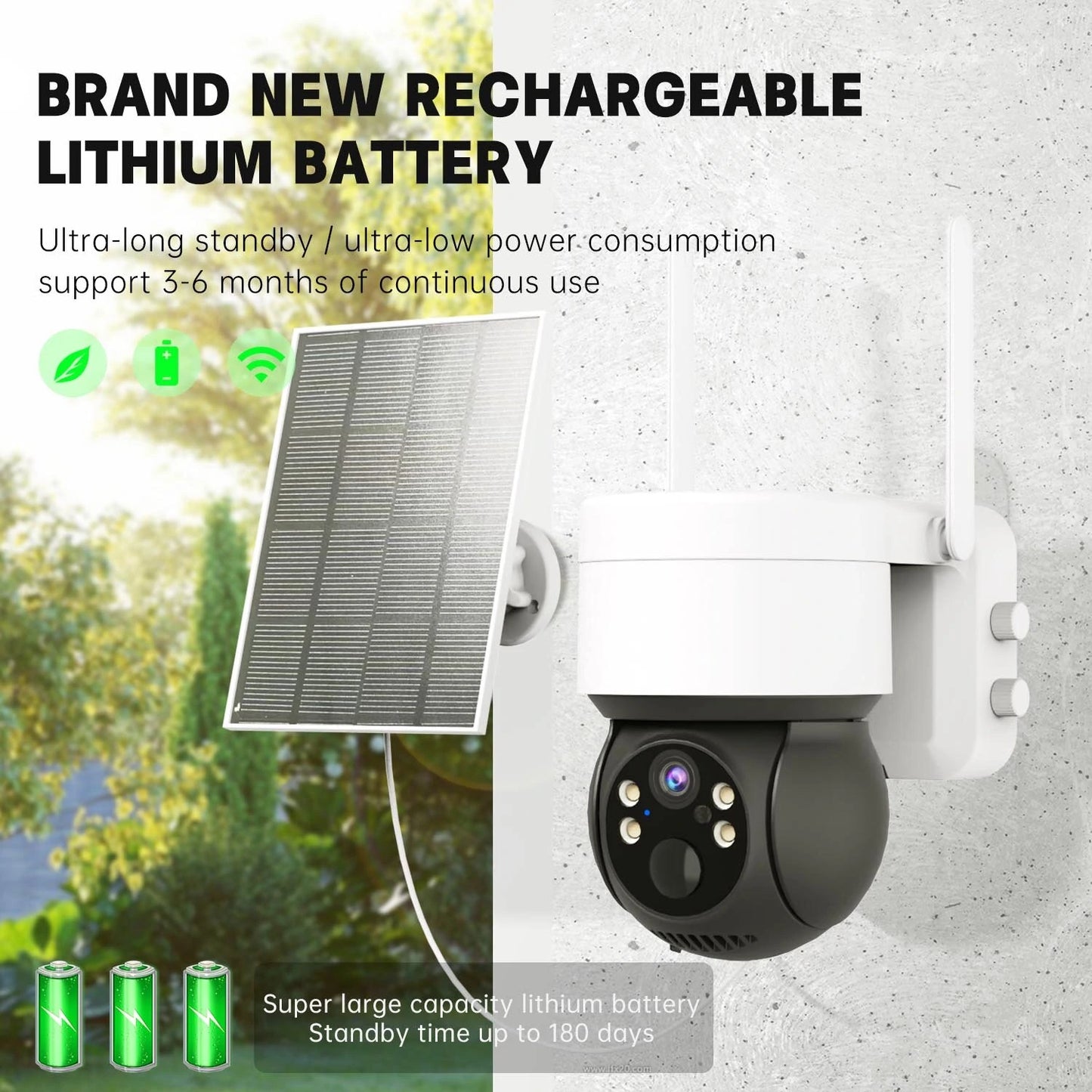 Solar-Powered TQ2 1080P PTZ WiFi Outdoor IP Camera with Night Vision & CCTV Surveillance