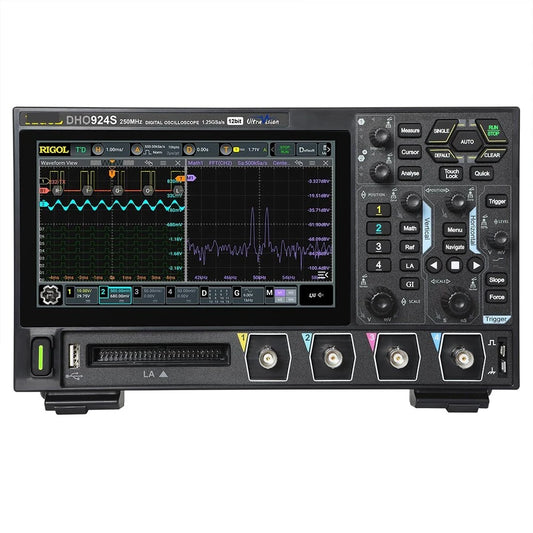 250 MHz DHO924S Digital Oscilloscope, 4 Channels, 12-Bit HD, 1.25 GSa/s, Low Noise, Signal Generator