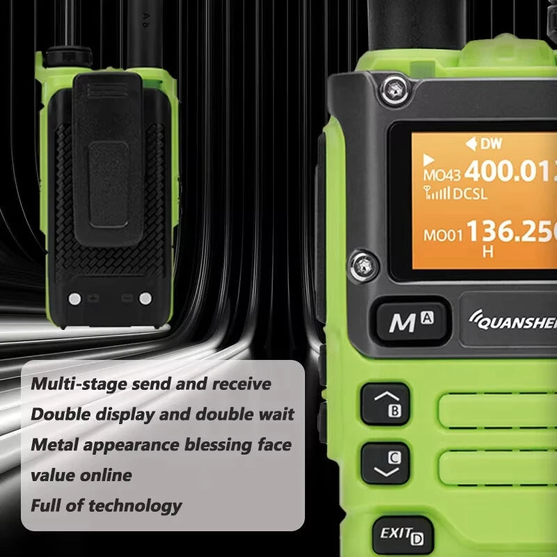 Quansheng UV-K6 5W Green Walkie Talkie Air Band FM VHF/UHF 50-600MHz Two-Way Radio