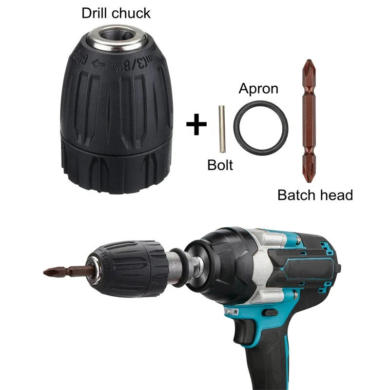 14PCS Electric Impact Wrench Adapter Kit: Hex Socket, Drill Chuck, High Hardness, Versatile, Wide Compatibility - Metal Silver & Black
