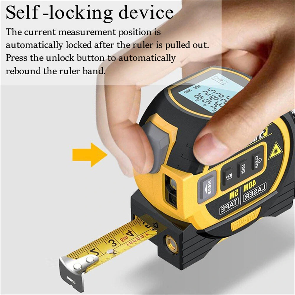 3-in-1 Laser Tape Measure: 40M/60M Rangefinder, 5M Tape, High-Precision Infrared Electronic Distance Meter