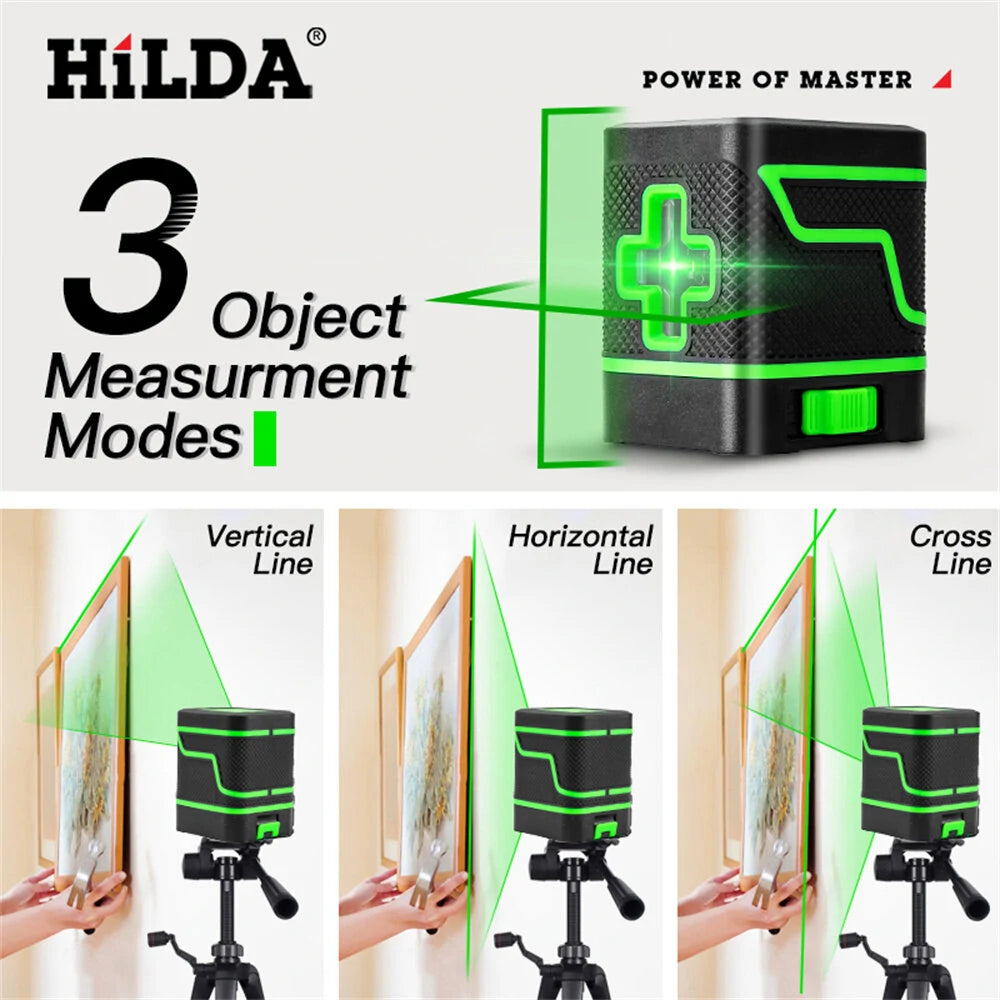 Mini Green Laser Level, Self-Leveling 2-Line Horizontal & Vertical Cross with Super Powerful Beam