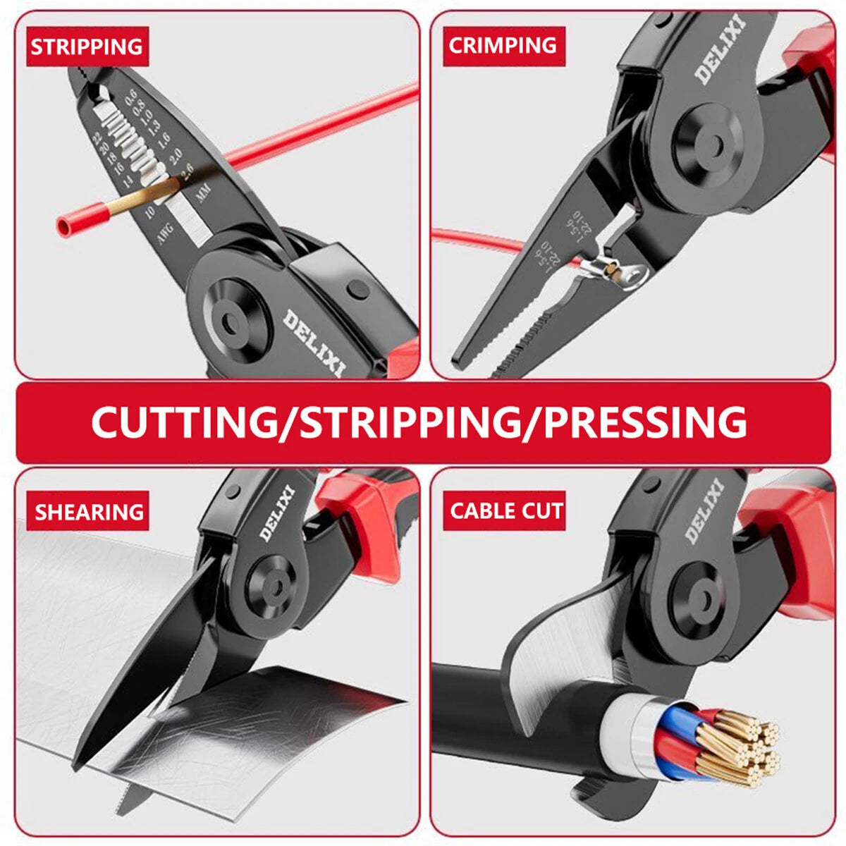 5-in-1 High Carbon Steel Plier Tool Set: Wire Cutters, Wire Strippers, Needle Nose Pliers - Long Range & Durable for Heavy-Duty Use with Removable Replacement