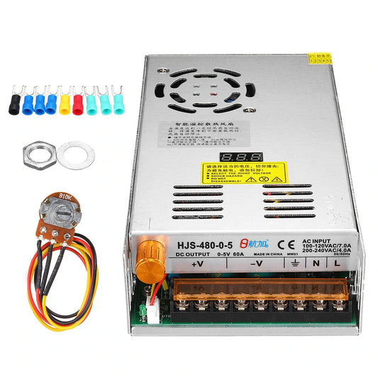 Adjustable 480W Digital Display Switching Power Supply, 110/220V AC to Multiple DC Voltages (5V-300V)