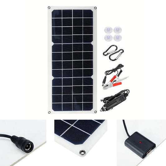 Monocrystalline Semi-Flexible Solar Panel 16V 10W 1.2A with USB Port & Rear Junction Box (420x190x2.5mm)
