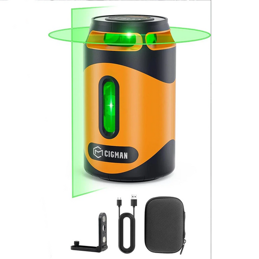CIGMAN CM-505 360° Green Laser Level, Self-Leveling, 100Ft Range, Rechargeable Battery, Pulse Mode, Includes Magnetic Mount, Carry Pouch