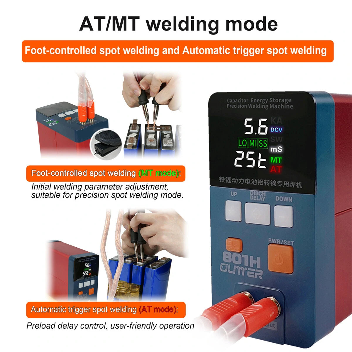 GLITTER 801H Dual Function Welding Tool: High-Efficiency with Nickel and Pure Nickel Modes, Ultra-Low Resistance & Double Pulse Welding