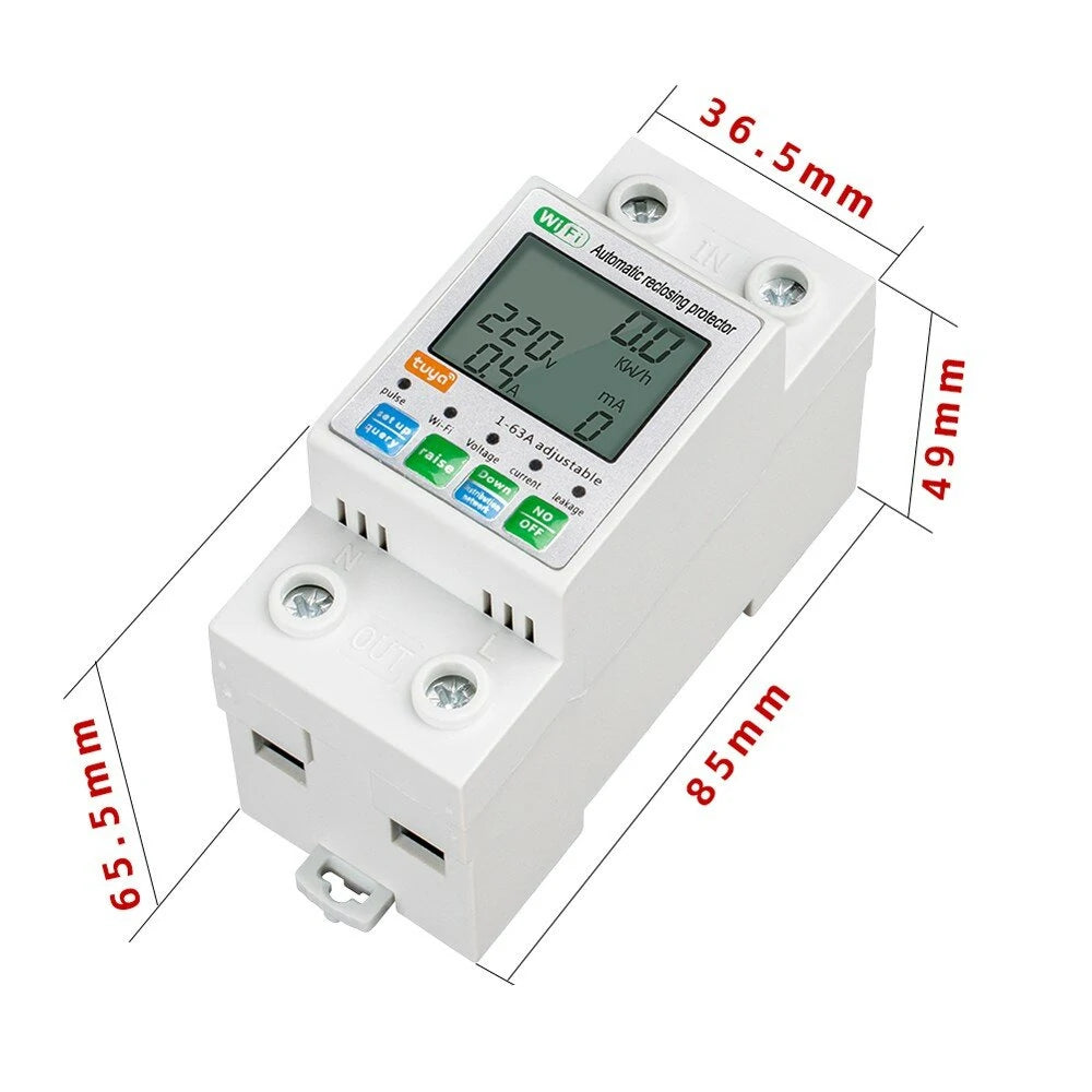 Smart WiFi Reclosing Protector with LCD Display & Mobile App Control - Voltage Monitoring & Power Meter