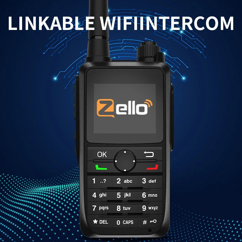 Zello DG6300 Long Range Walkie Talkie - WiFi, Bluetooth, GPS, IP67 Waterproof, Type-C Rechargeable Handheld Transceiver