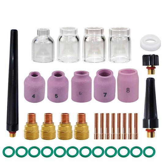 35-Piece TIG Stubby Lens Kit for WP9/WP20/WP25 Torches - Enhanced Precision & Clarity