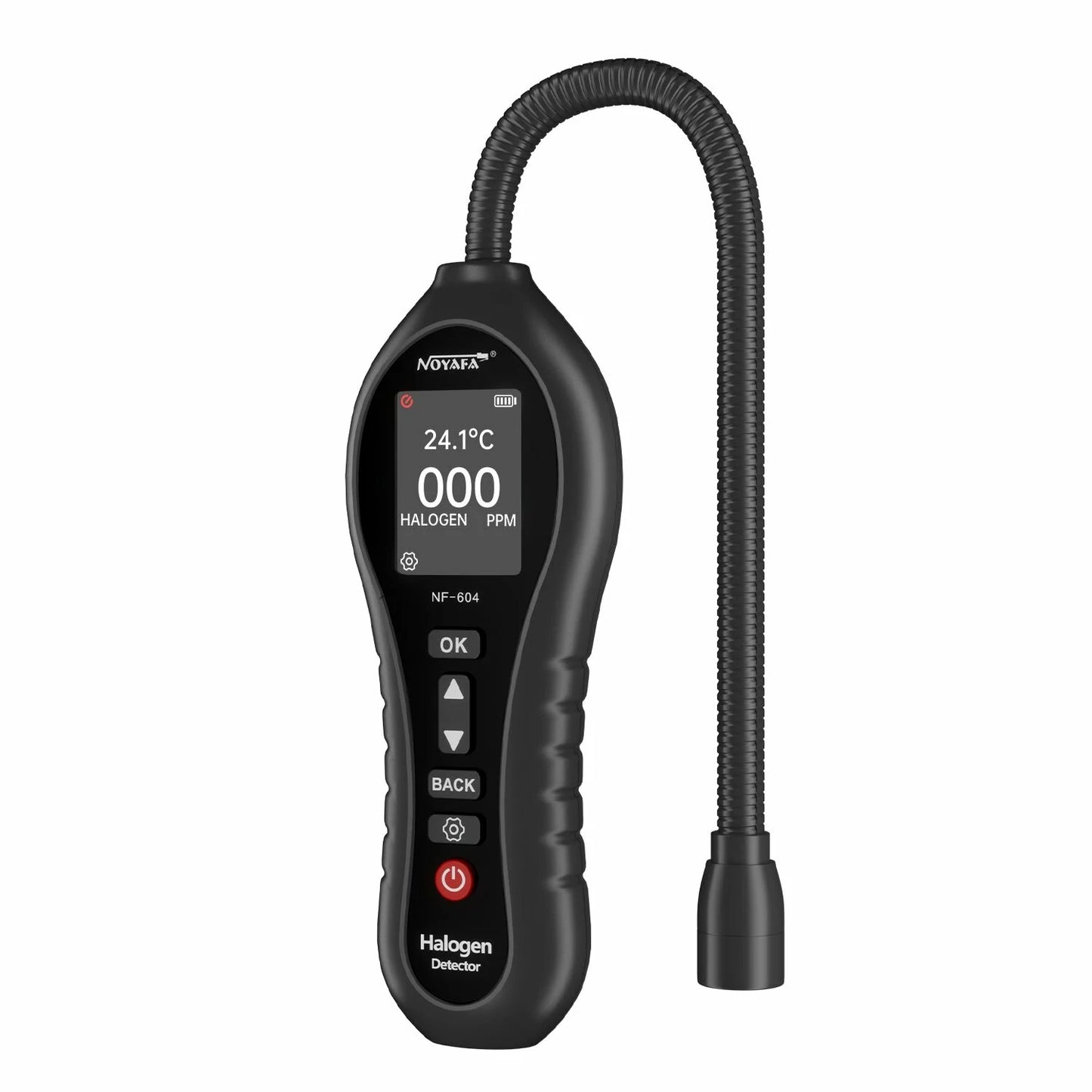 NOYAFA NF-604 High Sensitivity Halogen Leak Tester, 0-1000PPM Range, Triple Alert System, Adjustable Alarms, Temperature Test, Long Flexible Probe, Waterproof for Industrial & Home Use