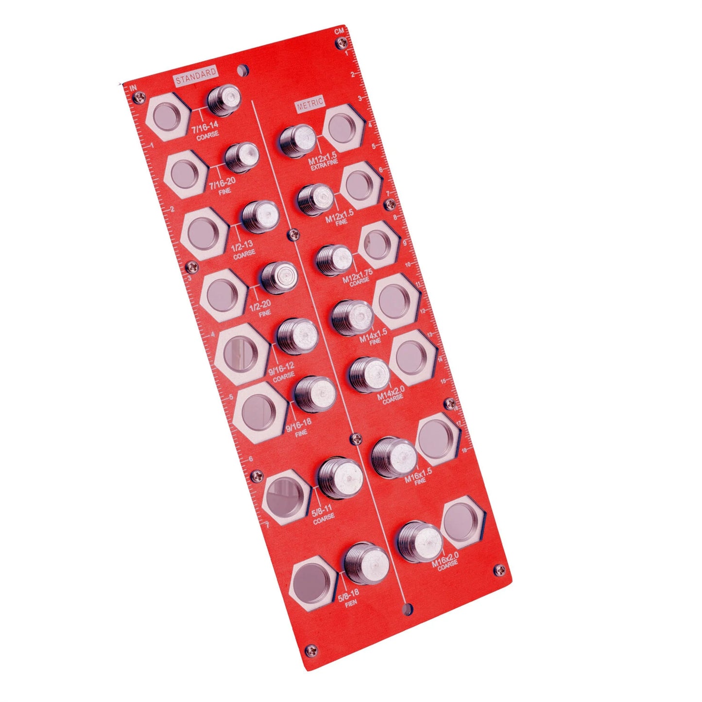 Metal Nut & Bolt Thread Checker Set - 21 SAE & 17 Metric Sizes for Easy Sorting & Identification