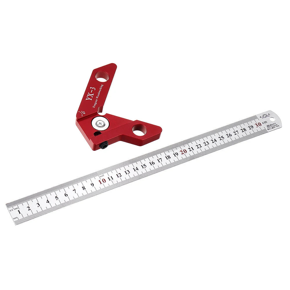 YX-3 Woodworking Center Scriber & Angle Finder Tool - 300mm Metric/Inch Ruler, 45/90 Degrees