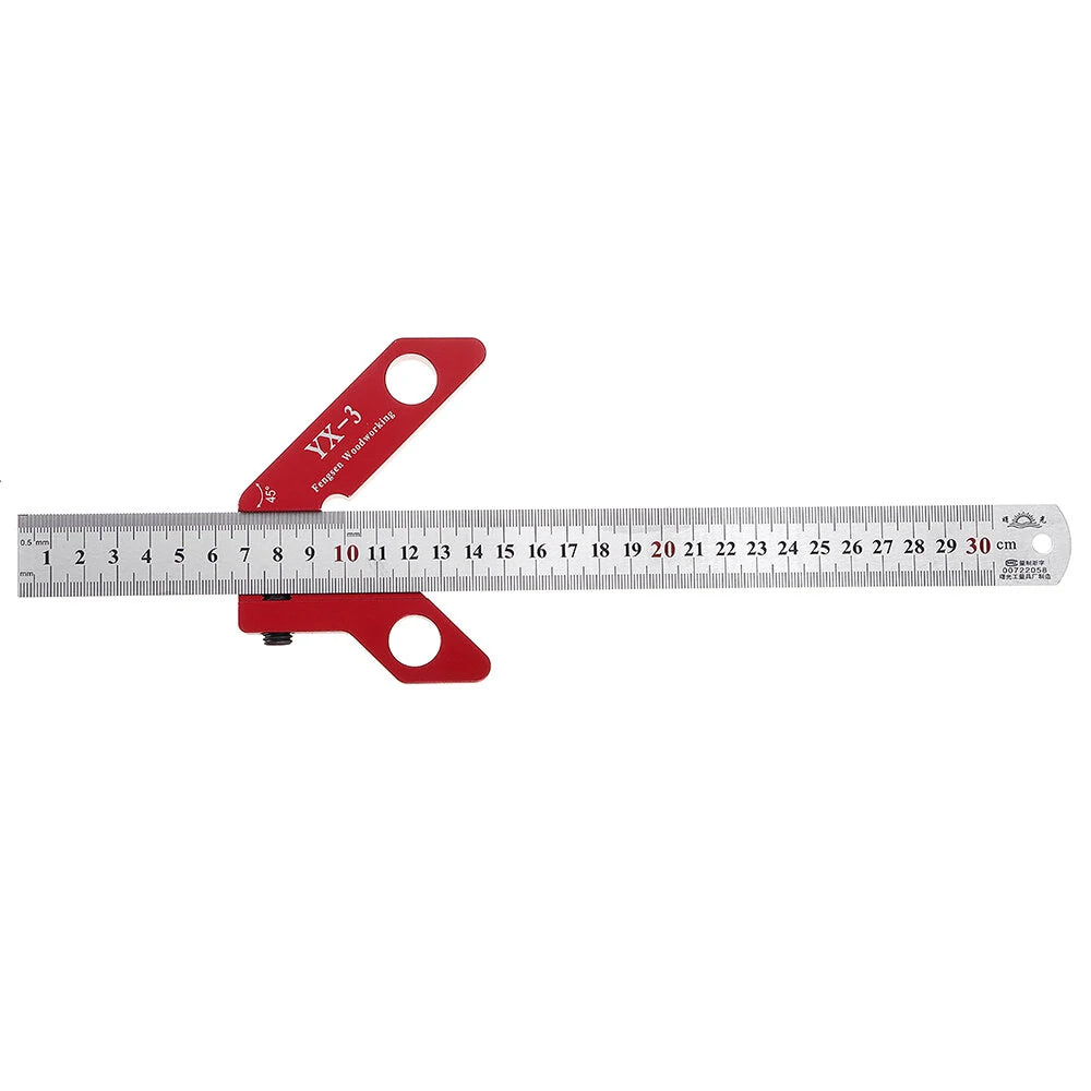 YX-3 Woodworking Center Scriber & Angle Finder Tool - 300mm Metric/Inch Ruler, 45/90 Degrees