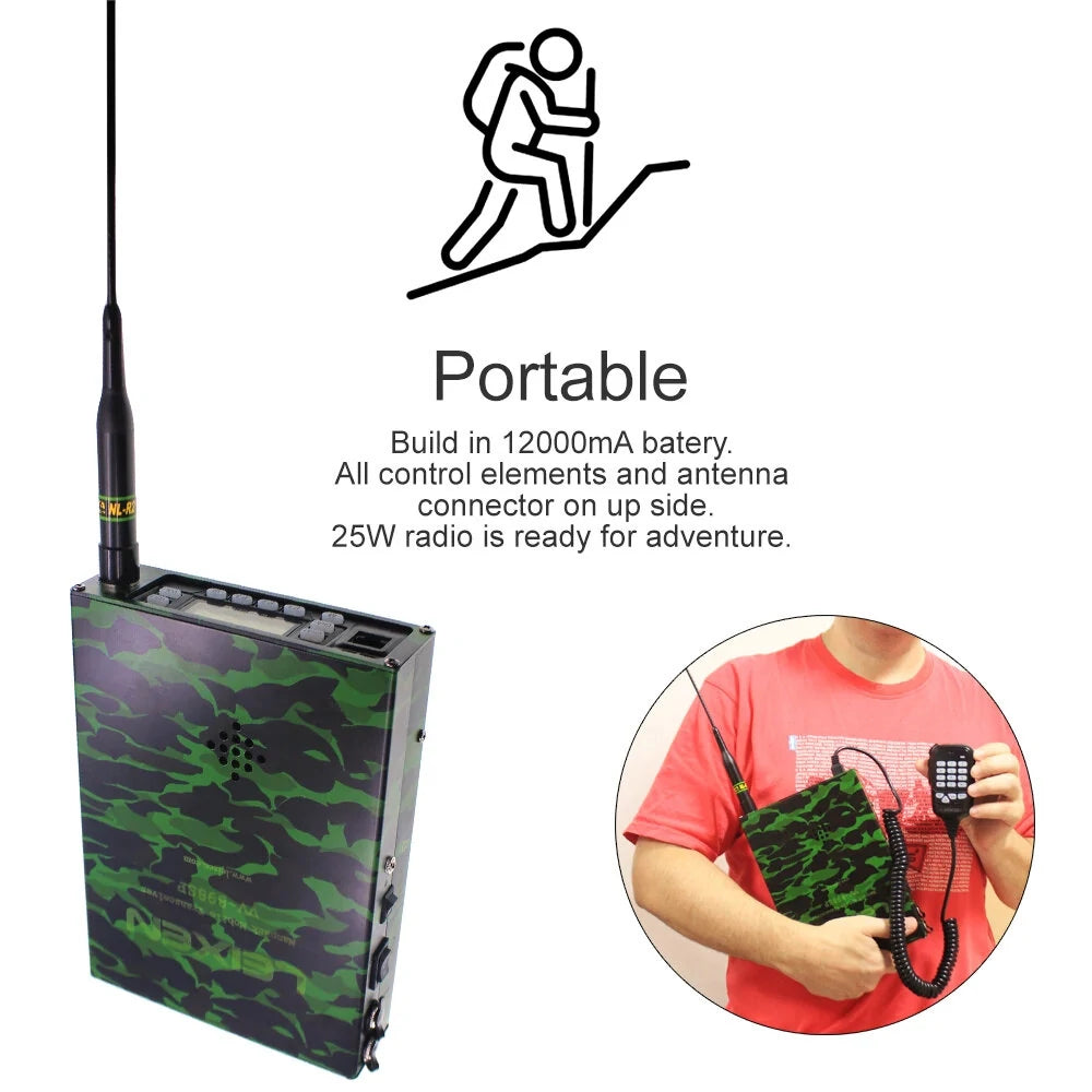 Dual-Band Mobile Radio Transceiver VV-898SP, 25W, 12000mAh Battery, 136-174MHz & 400-470MHz, USB FM Receiver