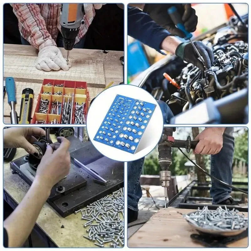 Metal Nut & Bolt Thread Checker Set - 21 SAE & 17 Metric Sizes for Easy Sorting & Identification
