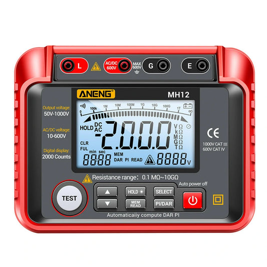 ANENG MH12 Digital Insulation Earth Resistance Tester & Megohmmeter with LCD Display