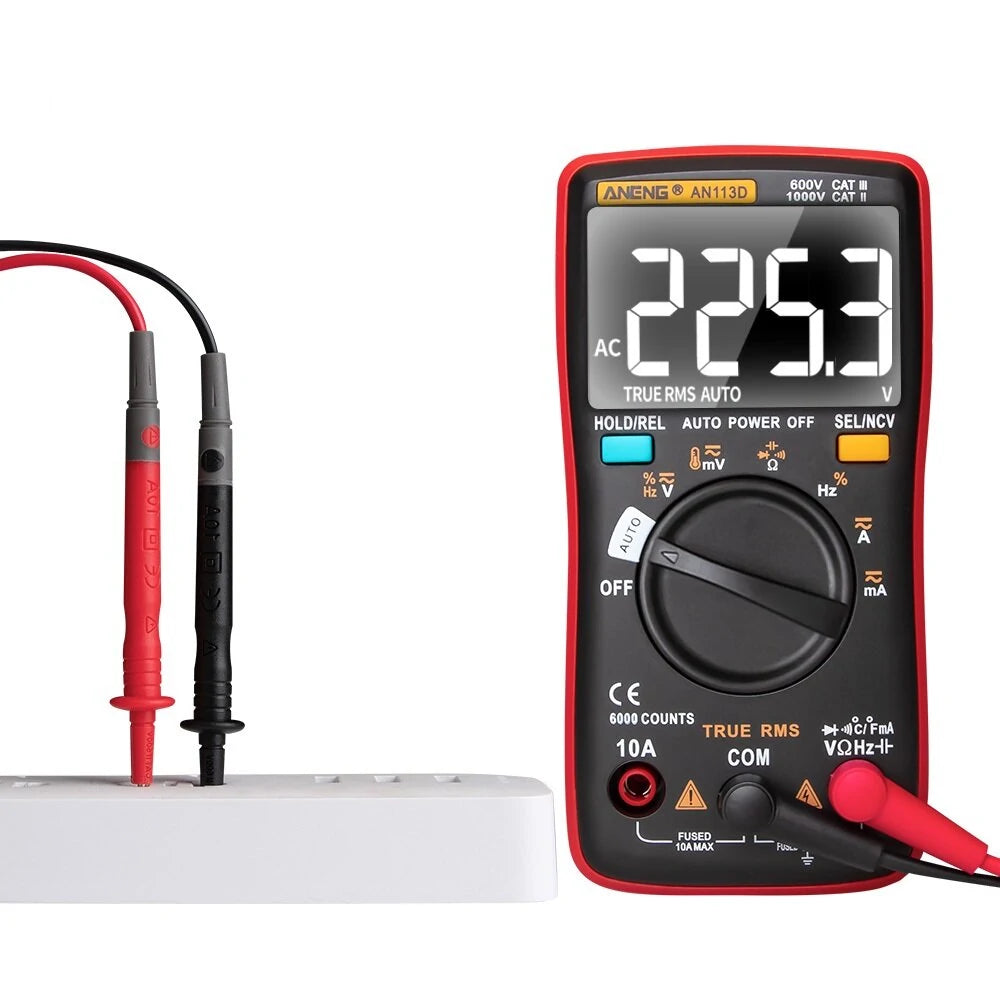 ANENG AN113D Smart True-RMS Digital Multimeter 6000 Counts - Resistance, Diode, Continuity, Temperature, AC/DC Voltage & Current Tester - Upgraded from AN8002